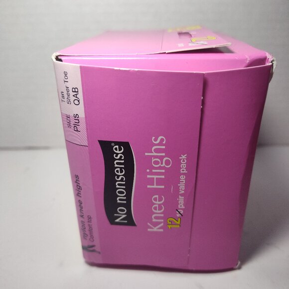 No Nonsense Comfort Top Nylon Knee Highs, Tan, Plus Size, Reinforced Toe 12 Pack - Picture 3 of 6